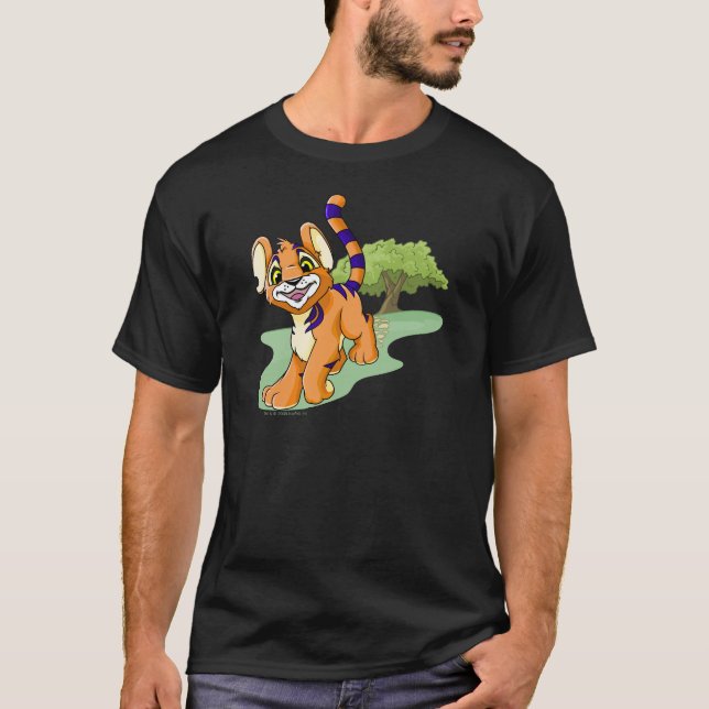 Äventyrliga orange Kougra på gåtaön T-shirt (Framsida)
