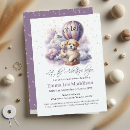 Äventyrs Baby Shower Valp i Varm Luft Ballong Inbjudningar