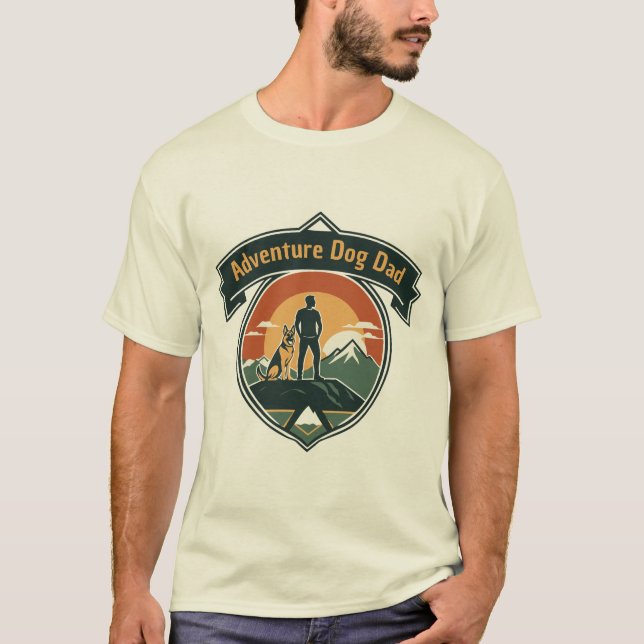 Äventyrs Hund Pappa T Shirt (Framsida)