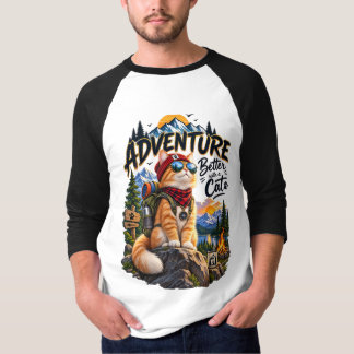 Äventyrs Katt Berg Camping Orange Tabby T Shirt