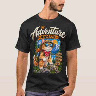 Äventyrs Katt Explorer T-Shirt – Söt Utomhus Katt 