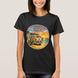 Äventyrs Liv Retro Hippie Strand Solnedgång Grafik T Shirt