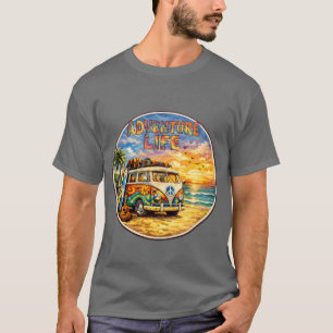Äventyrs Liv Retro Hippie Strand Solnedgång Grafik T Shirt