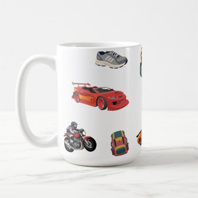 Äventyrs- och racingentusiast Peel and Stick Kaffemugg (Vänster)