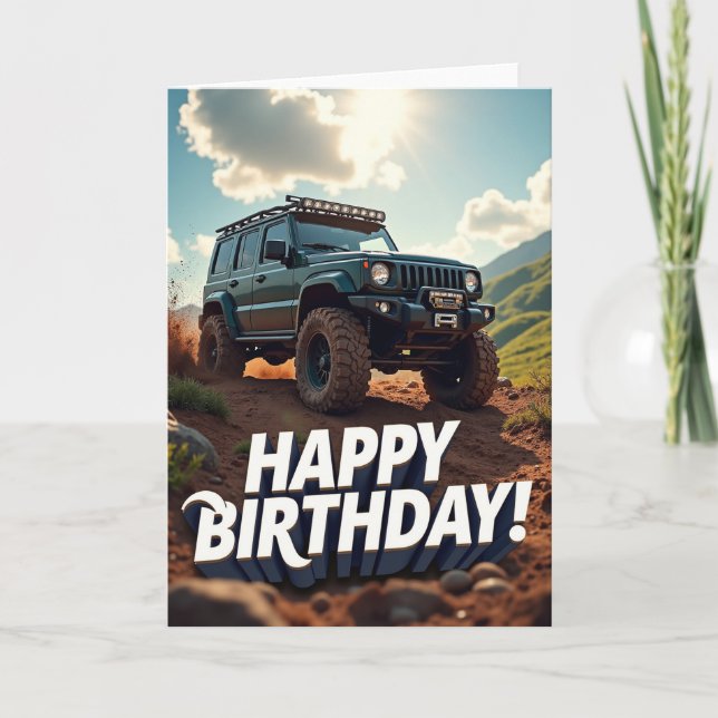 Äventyrs Offroad Födelsedagskort Kort (Framsida)