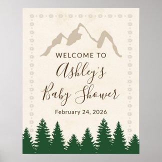 Äventyrs skog bebis shower välkomstskylt poster