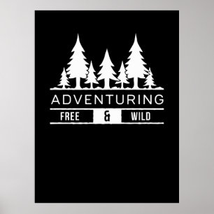 Äventyrs skog stugor Fri och vild natur design Poster