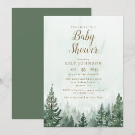 Äventyrs Tallskogs Baby Shower Inbjudningar