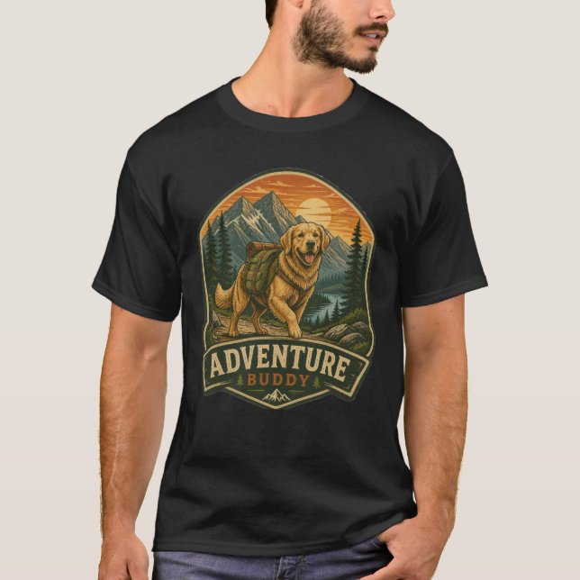 Äventyrsbuddy Berghund Utomhusdesign T Shirt (Framsida)