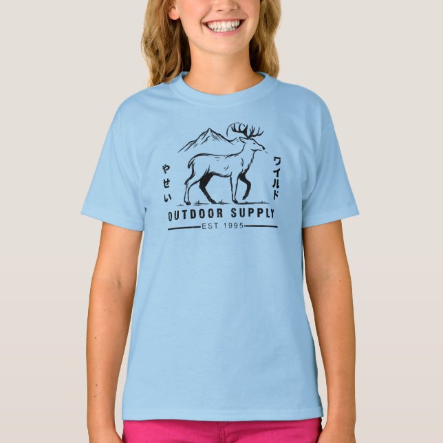Äventyrsbutik för hjortar utomhus  t shirt (Framsida)