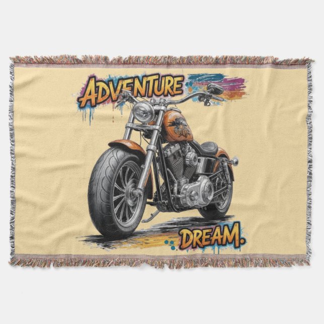 Äventyrsdrömmen – Vintage Chopper Motorcykel Filt (Framsidan)