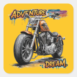 Äventyrsdrömmen – Vintage Chopper Motorcykel Fyrkantigt Klistermärke
