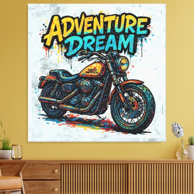 Äventyrsdrömresa / Vintage Chopper Motorcykel  Canvastryck (Insitu (Vardagsrum))