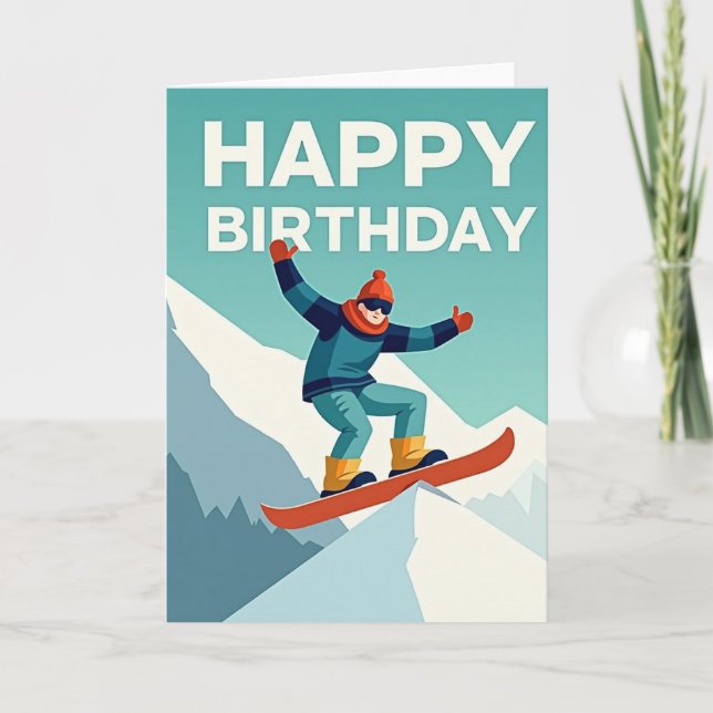 Äventyrsfödelsedags Snowboard-kort Kort (Framsida)