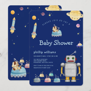 Äventyrsleksak Robot Pojke Yttre Rymden Baby Showe Inbjudningar