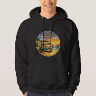 Äventyrsliv Retro Hippie Strand Solnedgång Grafik Hoodie
