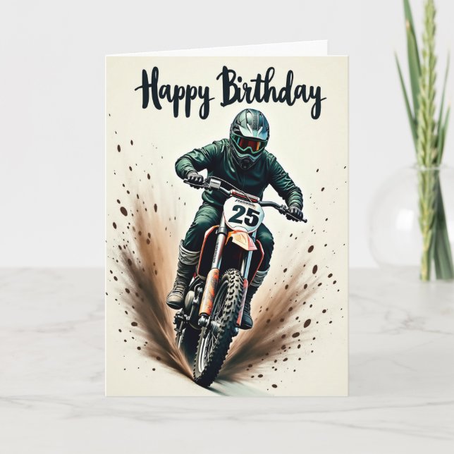 Äventyrsmotorcyklist födelsedags kort (Framsida)