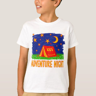 Äventyrsnatt Camping Tält Barn Ritning T Shirt