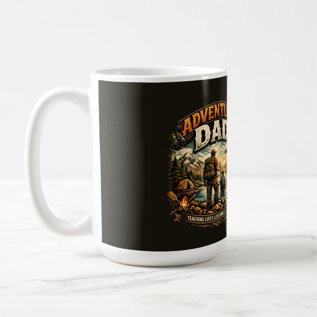 ÄventyrsPappa Tröja – Vintage Utomhus Camping  Kaffemugg (Vänster)