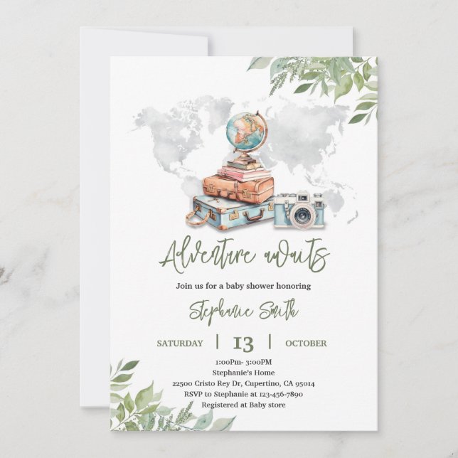 Äventyrsresor Baby Shower Inbjudan (Framsida)