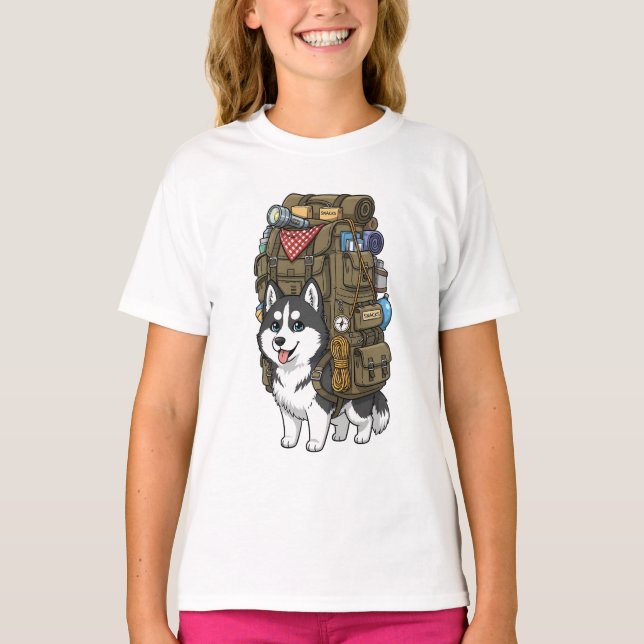 Äventyrsryggsäck för barn Husky T Shirt (Framsida)