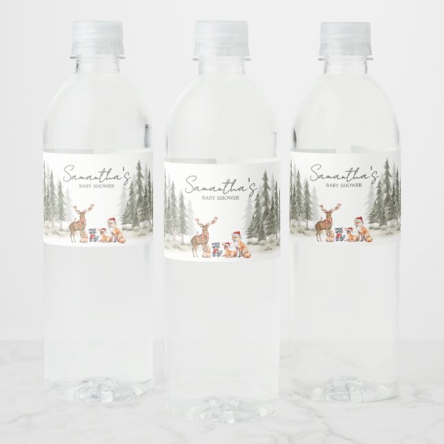Äventyrsstart Skogs Djur Baby Shower Vattenflaskor Etikett (Flaskor)