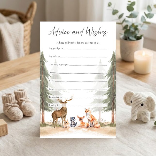 Äventyrsstart Skogsbad Festliga Råd & Önskespel (Let the Adventure Begin Woodland Animals Baby Shower Advice and Wishes Game)