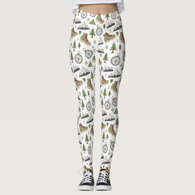 Äventyrsvandring Sömlöst Mönster Leggings (Framsida)