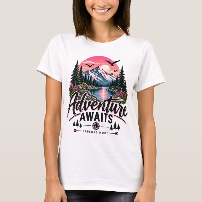 Äventyrsvänlig Mountain Sunset T-Shirt | Utomhus (Framsida)