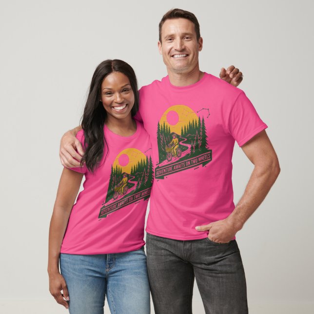 Äventyrsvänlig Skogsväg Cykling Rosa T-shirt (Unisex)
