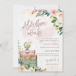 Äventyrsväntar Världskarta Baby Shower Inbjudningar