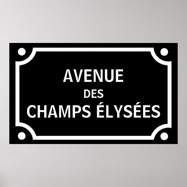 Avenue des Champs Elysee, Paris Street Sign Poster (Framsidan)