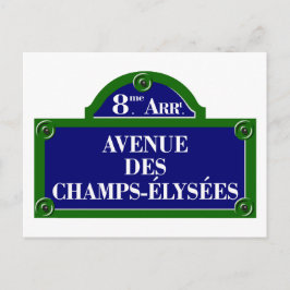 Avenue des Champs-Elysee, Paris Street Sign Vykort