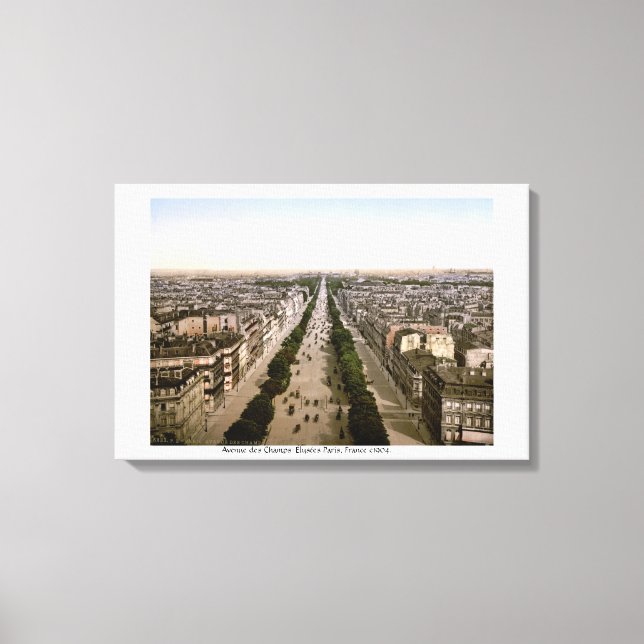 Avenue des Champs-Élysées Paris, 1904 Frankrike Canvastryck (Framsida)