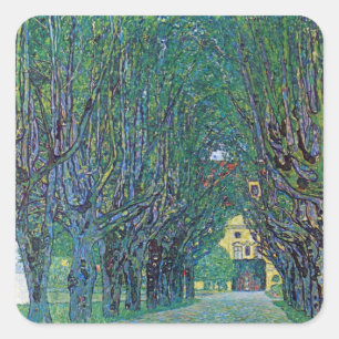 Avenue i Schloss Kammer Park av Gustav Klimt Fyrkantigt Klistermärke