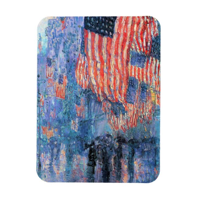 Avenue in Rain av Frederick Childe Hassam Magnet (Vertikal)