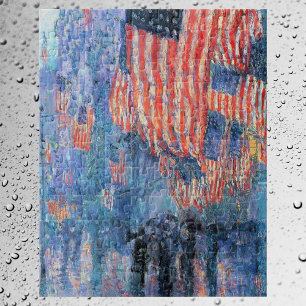 Avenue in Rain av Frederick Childe Hassam Pussel