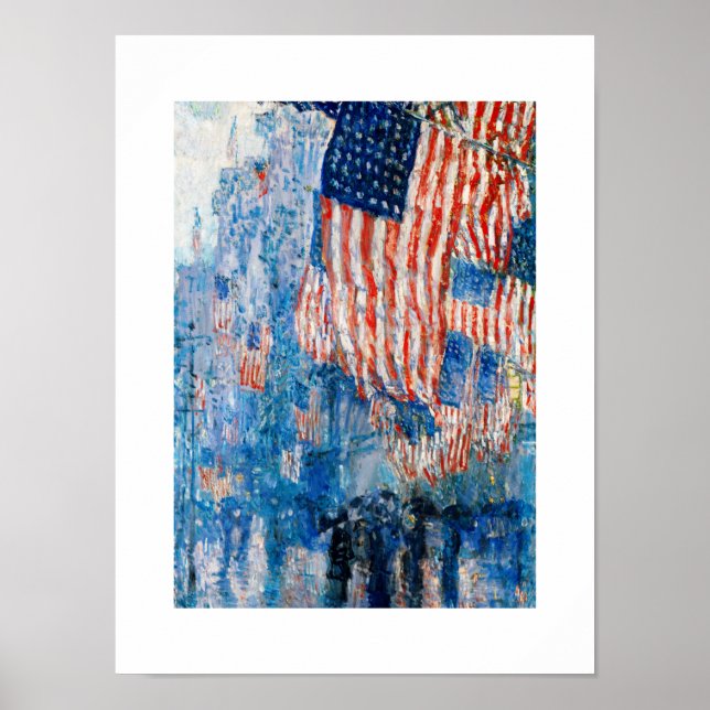 Avenue in Rain Childe Hassam Fine Art Poster (Framsidan)