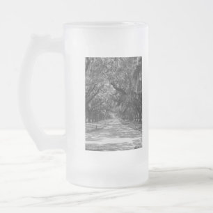 Avenue of Oaks Grayscale Frostat Ölglas