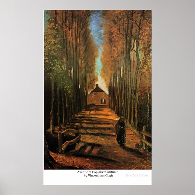 Avenue of Poplars i höst av Vincent van Gogh Poster (Framsidan)