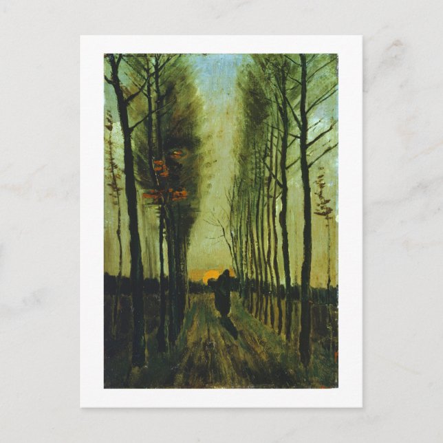Avenue of Poplars i Sunset, Vincent van Gogh Vykort (Framsida)