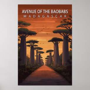 Avenue of the Baobabs Madagascar Art Travel Poster