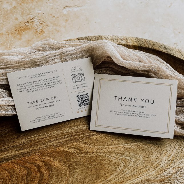AVERY Chic Guld och Svart Affärs Tacksamhetsorder Tilläggskort (AVERY Chic Gold and Black Business Thank You Order Enclosure Card)