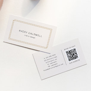 AVERY Chic Guld Svart Kräm Dubbel Ram QR-kod Visitkort