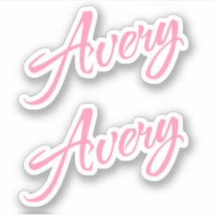 Avery Decorative Namn in Rosa x2-fästare Klistermärken