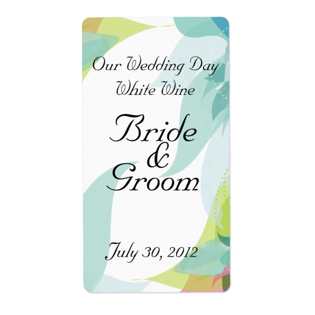 Avery-etikett för abstrakt Teal Blommigt Bröllop V Fraktsedel (Framsidan)