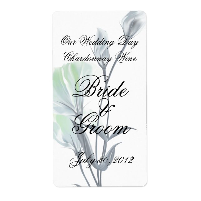 Avery-etikett för Teal MoonFlower Bröllop Vin Fraktsedel (Framsidan)