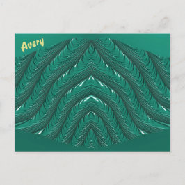 AVERY ~ Glossy Postcard 3D Grönt Zany Vykort