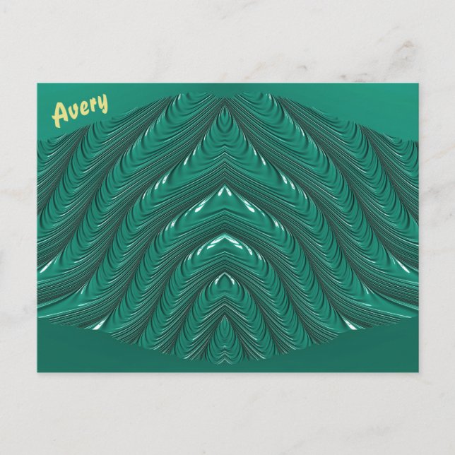 AVERY ~ Glossy Postcard 3D Grönt Zany Vykort (Framsida)