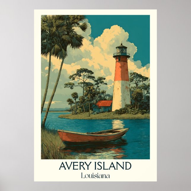 Avery Island Louisiana Vintage Lighthouse Marsh Poster (Framsidan)